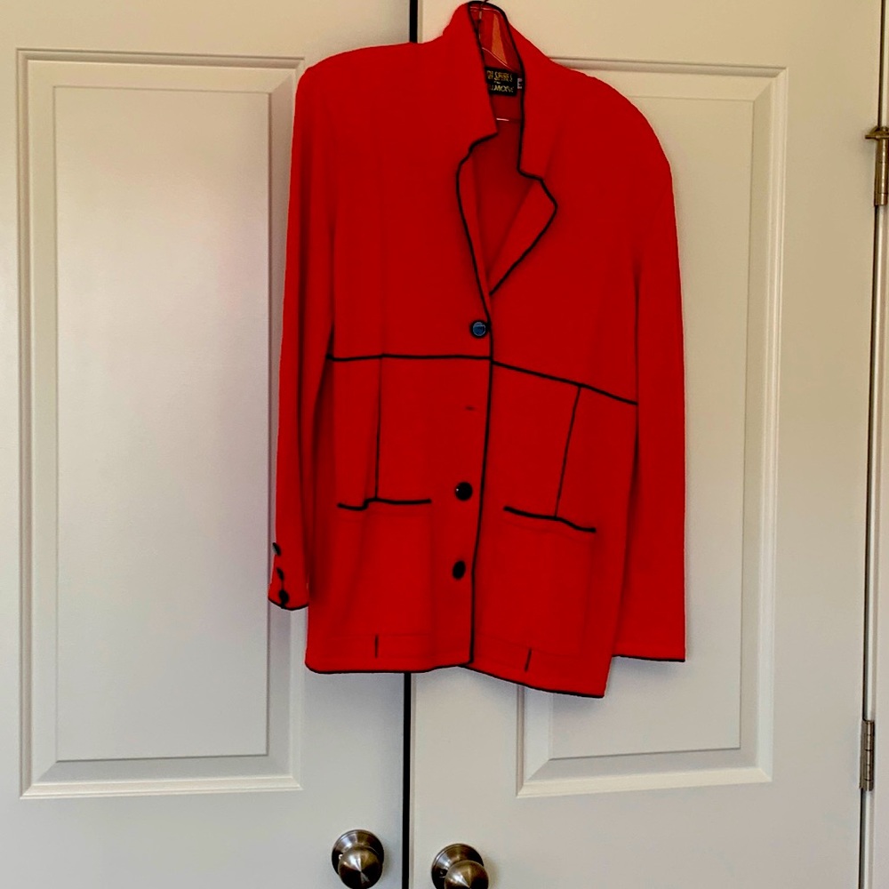 Wellmore red and black knit jacket